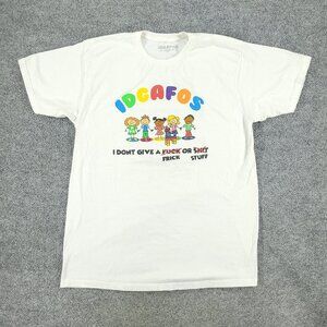 IDGAFOS Shirt Men Large White Don't Give A Frick Graphic Tee Short Sleeve Adult